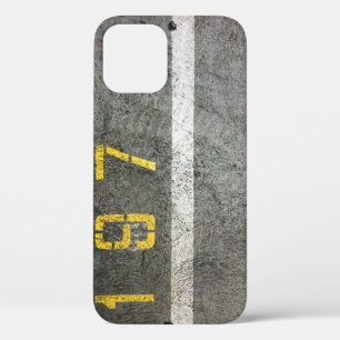 Grey concrete floor with 197 print iPhone 12 case