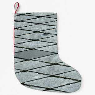 Grey concrete pavement small christmas stocking