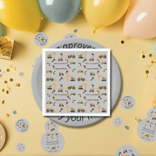 Grey Construction Themed Bilingual Birthday Party  Napkin
