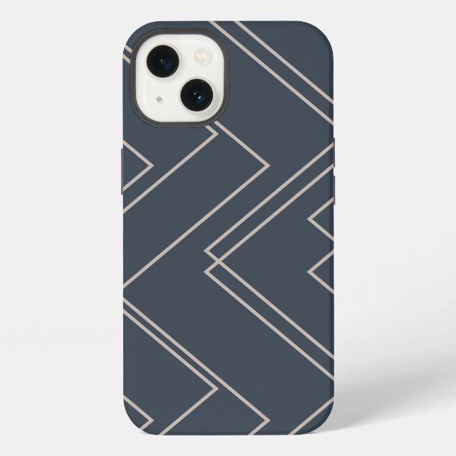Grey, cool, modern, trendy, unique zigzag lines iPhone case (Back)