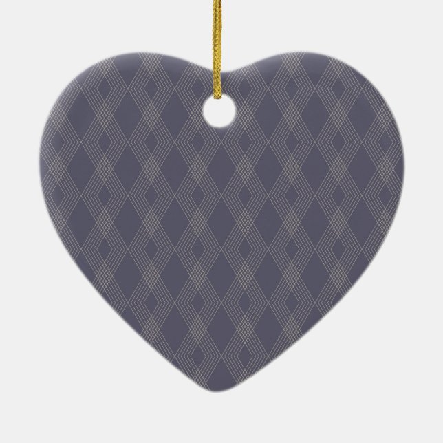 Grey, cool, trendy, simple, modern zig zag pattern ceramic ornament (Back)