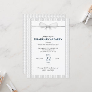 Grey Coquette Bow Graduation Invitation