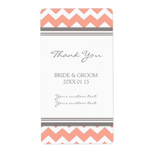 Grey Coral Chevron Wedding Labels (Front)