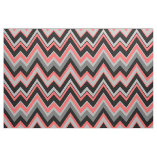 Grey & Coral Chevron Zigzag Seamless Pattern Fabric