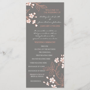 Grey Coral Floral Wedding Program