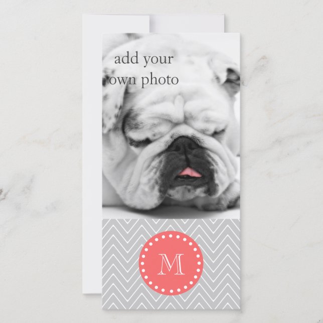 Grey & Coral Modern Chevron Custom Monogram (Front)