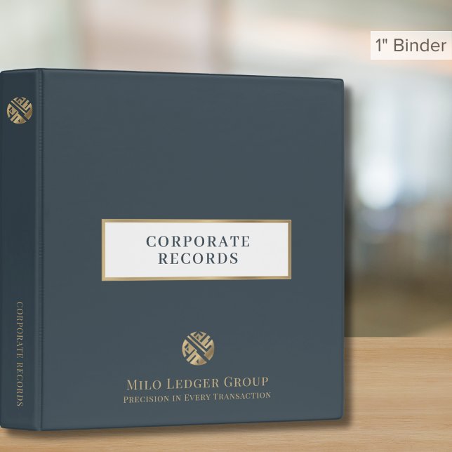 Grey Corporate Records Binder with Custom Logo (Creator Uploaded)