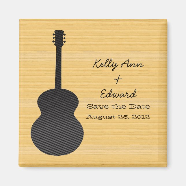Grey Country Guitar Save the Date Magnet (Front)