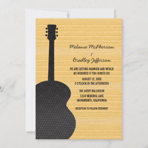 Grey Country Guitar Wedding Invitation