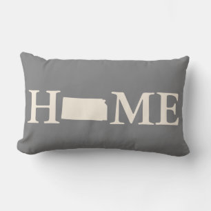 Grey & Cream Home State Kansas Diamonds Pattern Lumbar Pillow