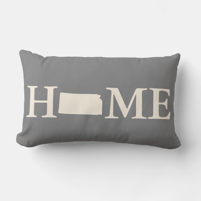 Grey & Cream Home State Kansas Diamonds Pattern Lumbar Pillow (Front)