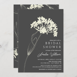 Grey & Cream Modern Floral Bridal Shower Invitation