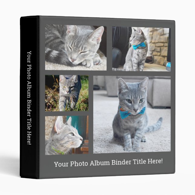 Grey Create Your Own Collage Personalized Photo Binder (Front/Spine)