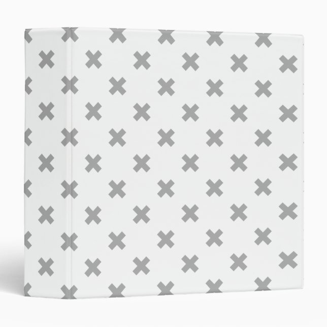 Grey cross stitches on white binder (Front/Spine)