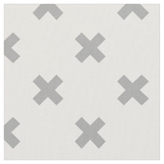Grey cross stitches on white fabric (Close Up)