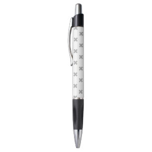 Grey cross stitches on white pen
