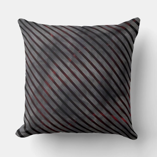 Grey cross stripes small square, reddish backgrond throw pillow (Front)