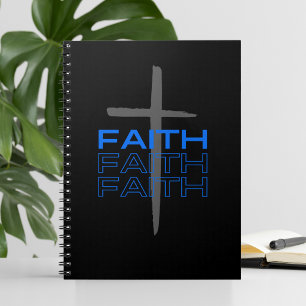 Grey Cross with Blue Faith Word Notebook