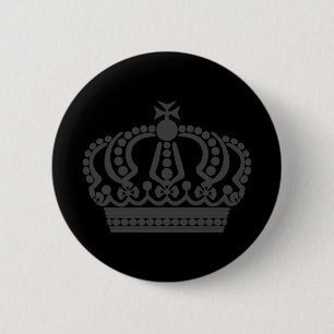 Grey crown 2 inch round button