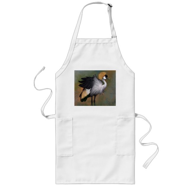 Grey Crowned Crane Bird Apron (Front)