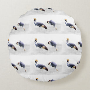 grey crowned crane bird birds animal pair couple round pillow