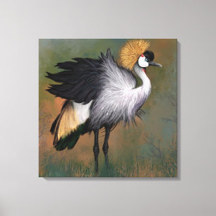 Grey Crowned Crane Bird Canvas Print - Painting