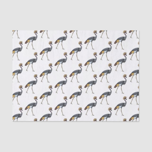 Grey crowned crane bird cartoon illustration  tissue paper (Front)