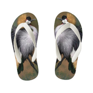 Grey Crowned Crane Bird Flip Flops
