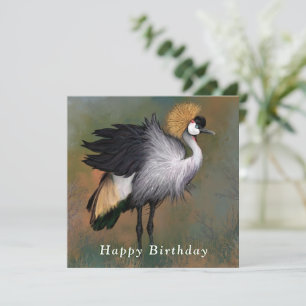 Grey Crowned Crane Card Happy Birthday