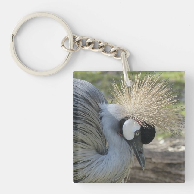 Grey Crowned Crane Keychain (Front)