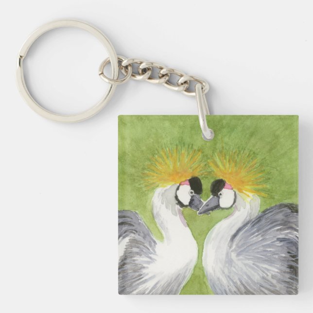 Grey Crowned Cranes Keychain (Front)