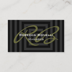 Grey Cubic Spiral Pattern Monogram Business Card