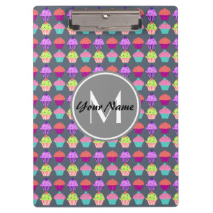 Grey Cupcakes, Personalized Name Monogram Clipboard