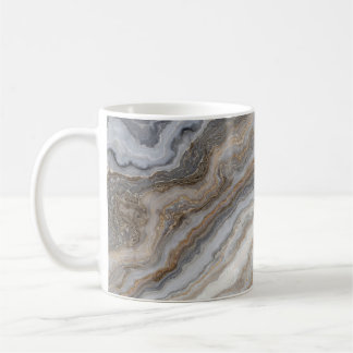 Grey Curly Marble: Golden Veins Coffee Mug