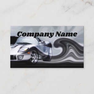 Grey Curved Sports Car Business Card