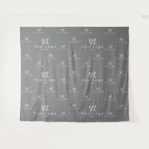 Grey Custom Business Logo Backdrop Trade show Tapestry