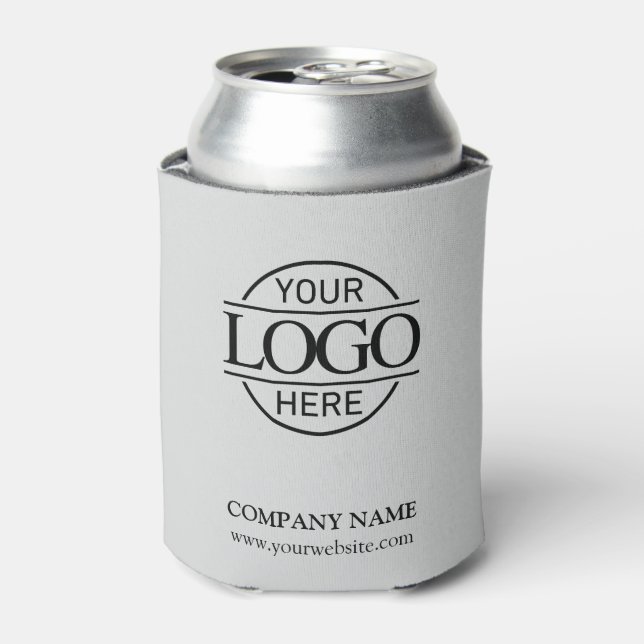 Grey Custom Business Logo Double Sided Promotional Can Cooler (Can Front)