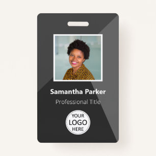 Grey Custom Employee - Photo ID, Logo, Bar Code Badge