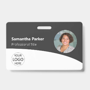 Grey Custom Employee - Photo, Logo, Barcode, Name Badge