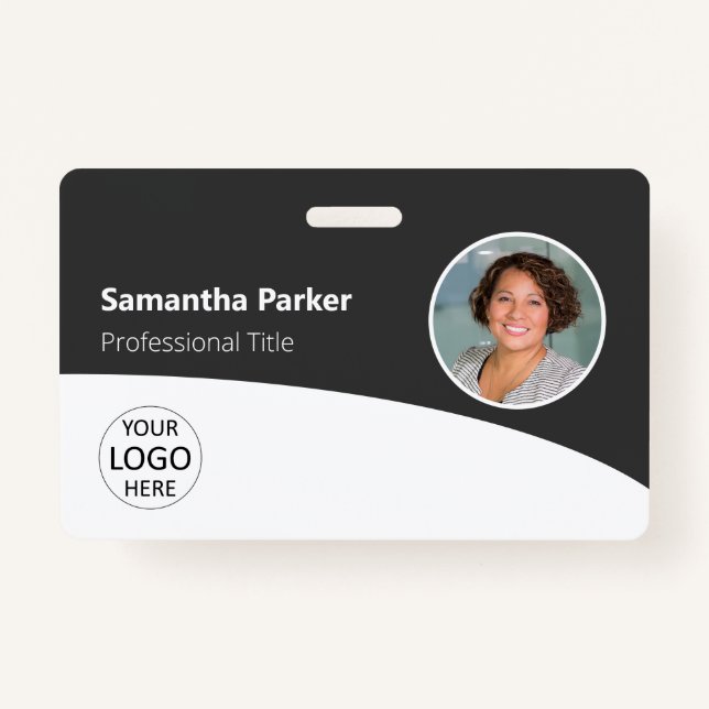 Grey Custom Employee - Photo, Logo, Barcode, Name Badge (Front)