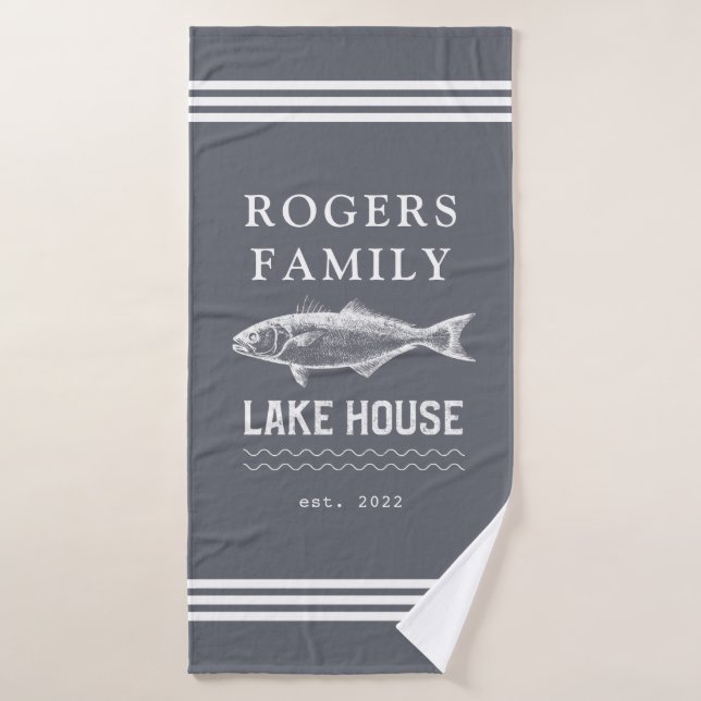 Grey Custom Family Lake House Bath Towel (Bath Towel)