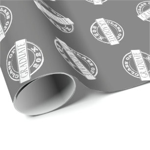 Grey Custom Grad year Graduation Wrapping Paper