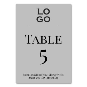 Grey Custom Logo Business Corporate Event Table Number