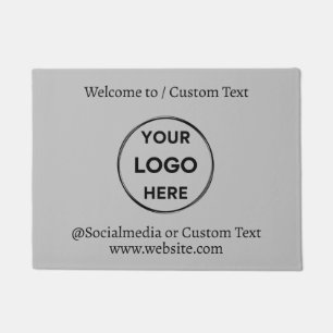 Grey Custom Logo Text Modern Minimalist Business Doormat