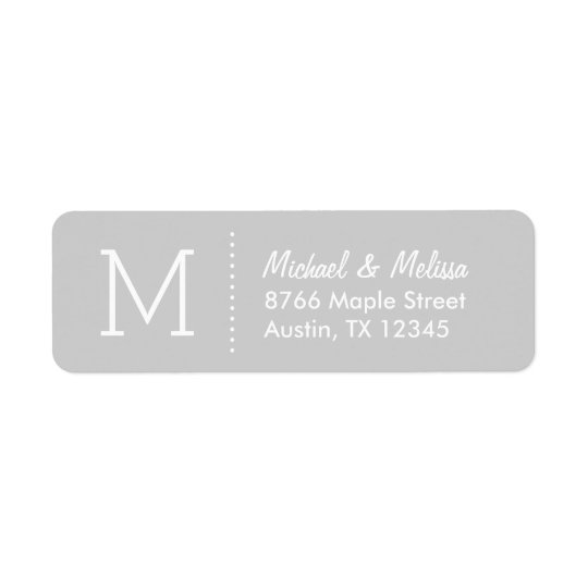 Grey Custom Monogram Return Address Label
