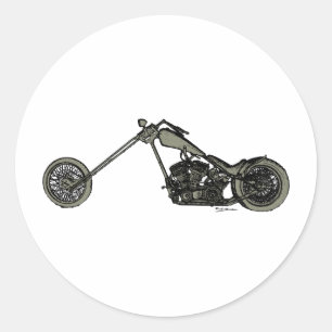 Grey Custom Motorcycle Classic Round Sticker