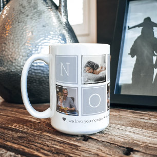 Grey   Custom Nonno 5 Photo Colorblock Collage Coffee Mug