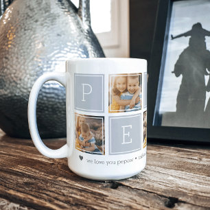 Grey   Custom Pepaw 5 Photo Colorblock Collage Coffee Mug