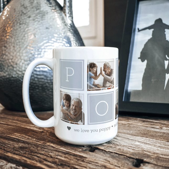 Grey | Custom Poppy 5 Photo Colorblock Collage Coffee Mug (Creator Uploaded)