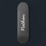 Grey Customizable Skateboard<br><div class="desc">Grey Customizable Skateboard. An elegant,  black,  trendy skateboard. Personalize with a name of your own. Make a fun gift for yourself or a birthday gift for somebody you love.</div>